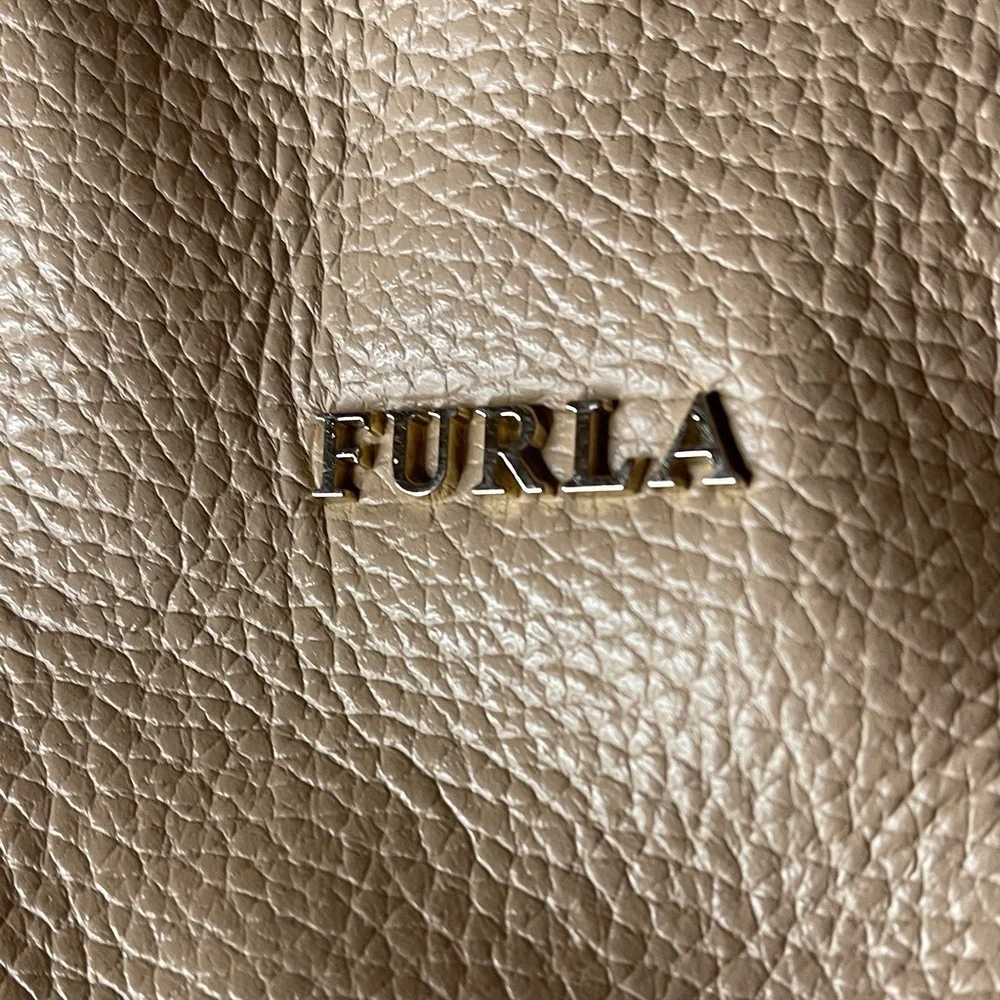 Furla Beige Large Leather Hobo Bag Italian Luxury Furla